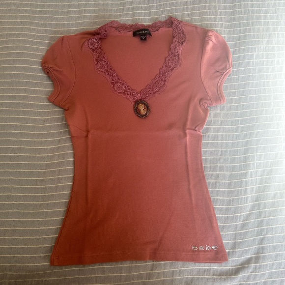 Vintage Bebe Tee with Lace Trim - Picture 1 of 2